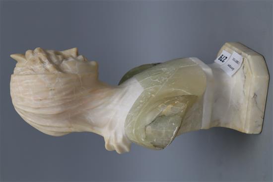 An alabaster bust of a lady, height 33cm